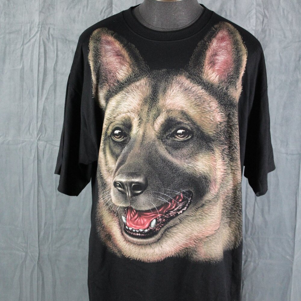 Vintage Graphic T-shirt - Big German Sheppard Head by Rock Chang - Men's 2XL